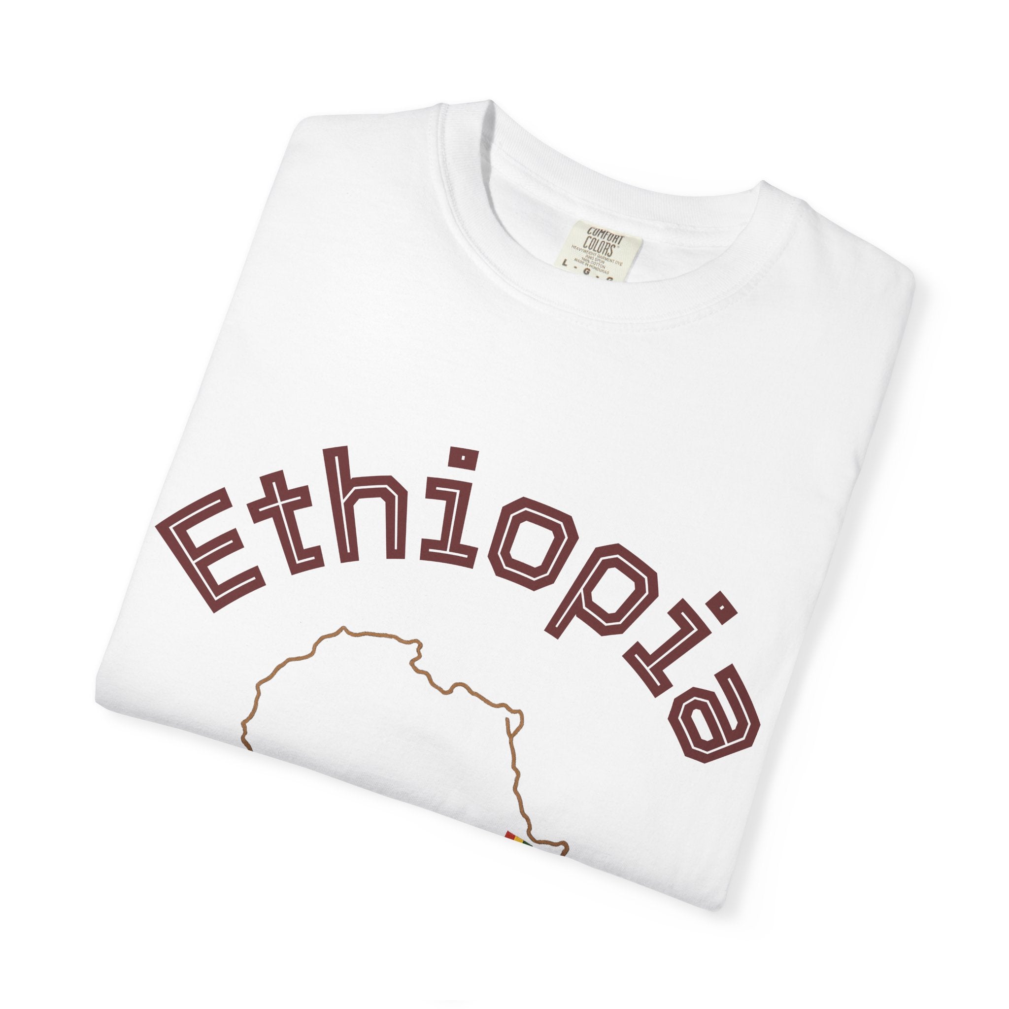 Ethiopia Map T-Shirt — Outline Map with Ethiopian Flag Accent