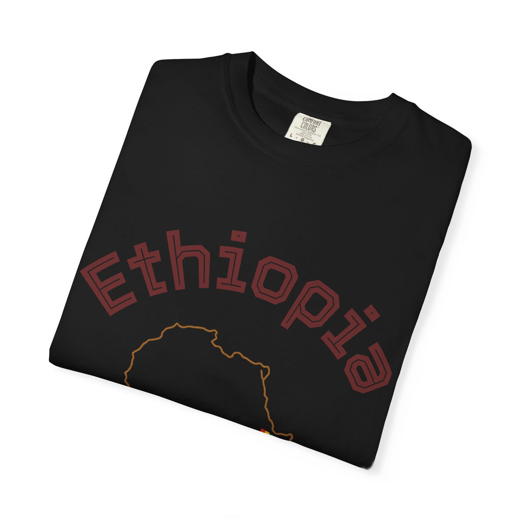 Ethiopia Map T-Shirt — Outline Map with Ethiopian Flag Accent