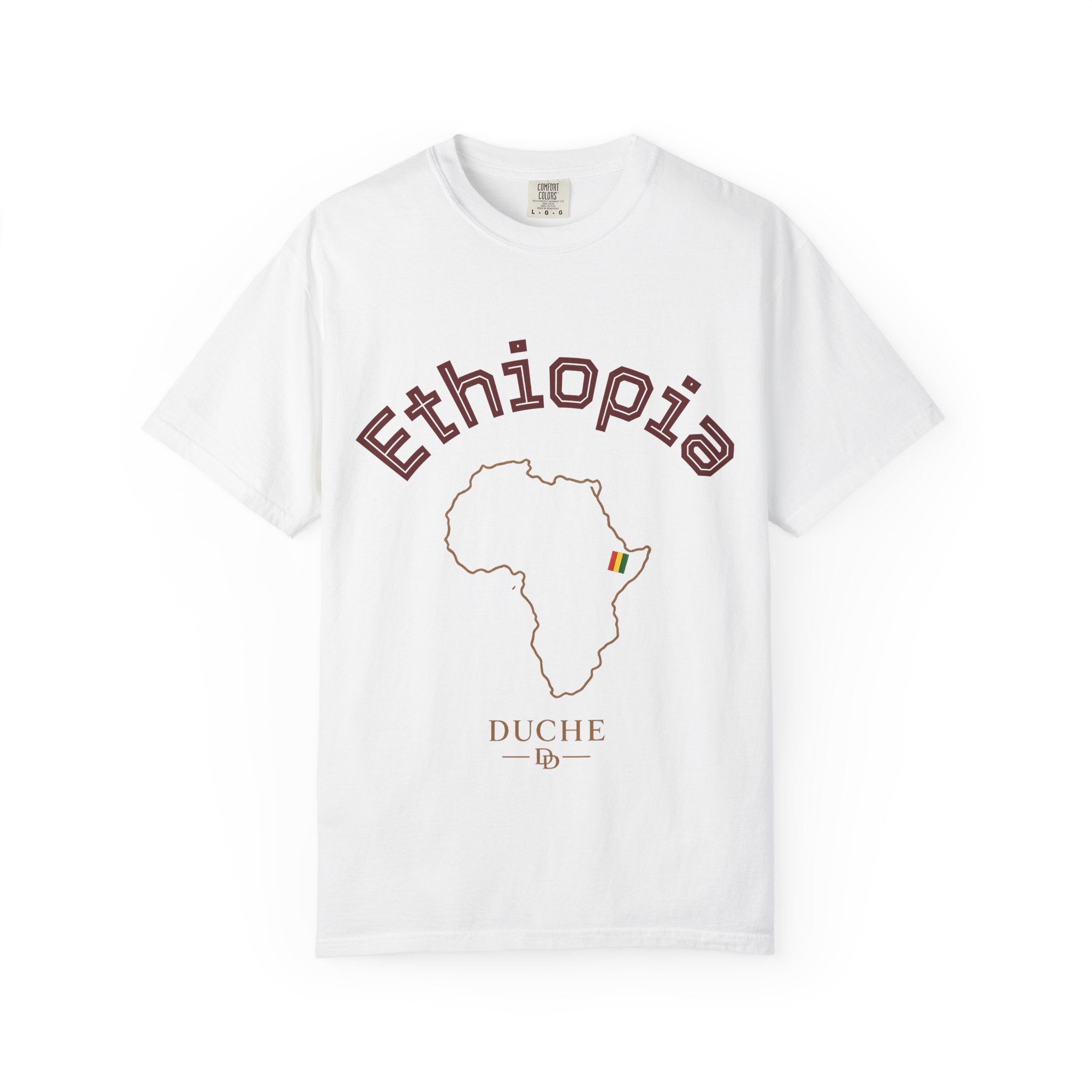 Ethiopia Map T-Shirt — Outline Map with Ethiopian Flag Accent